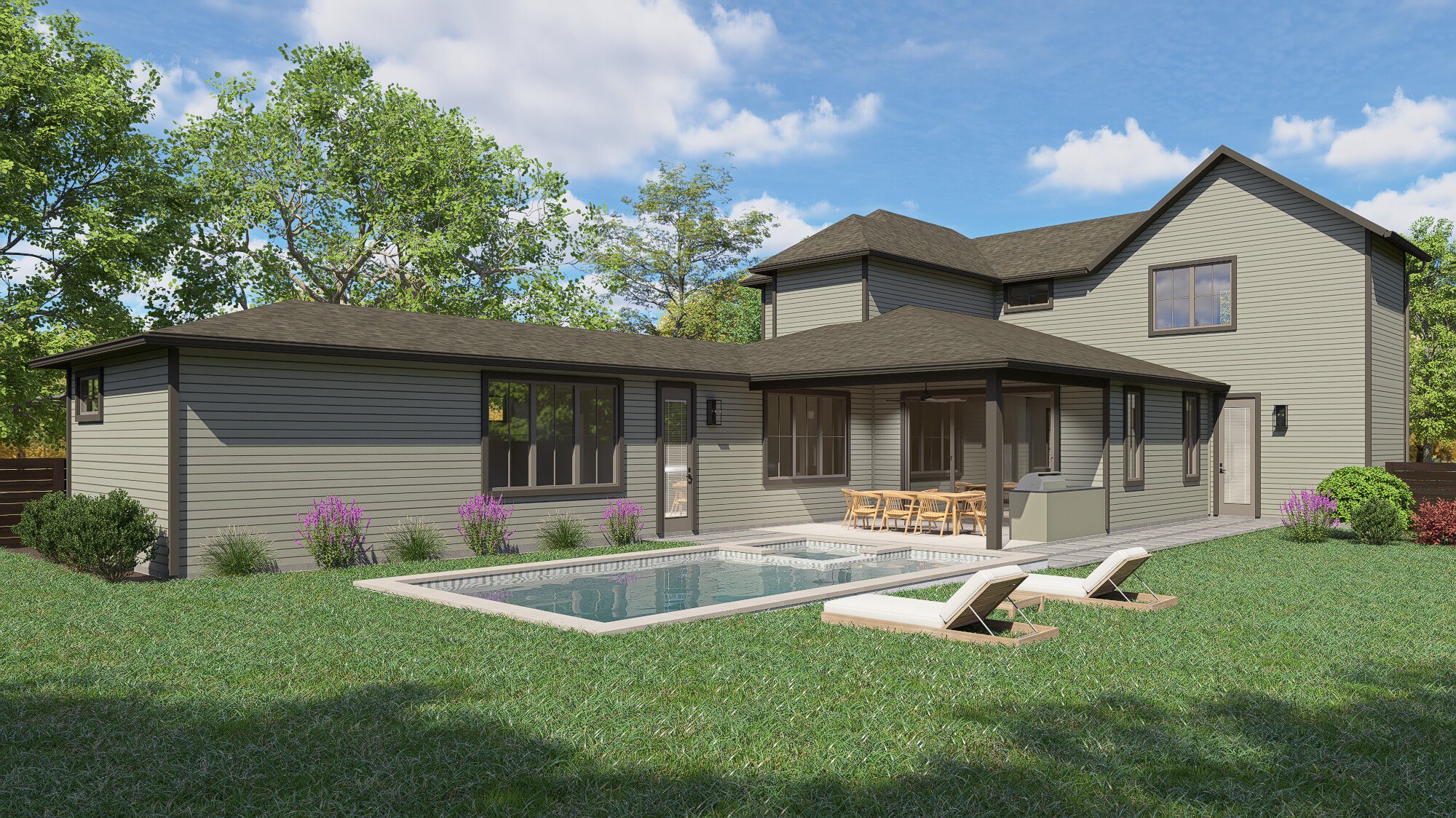 Rear Exterior and Pool Rendering