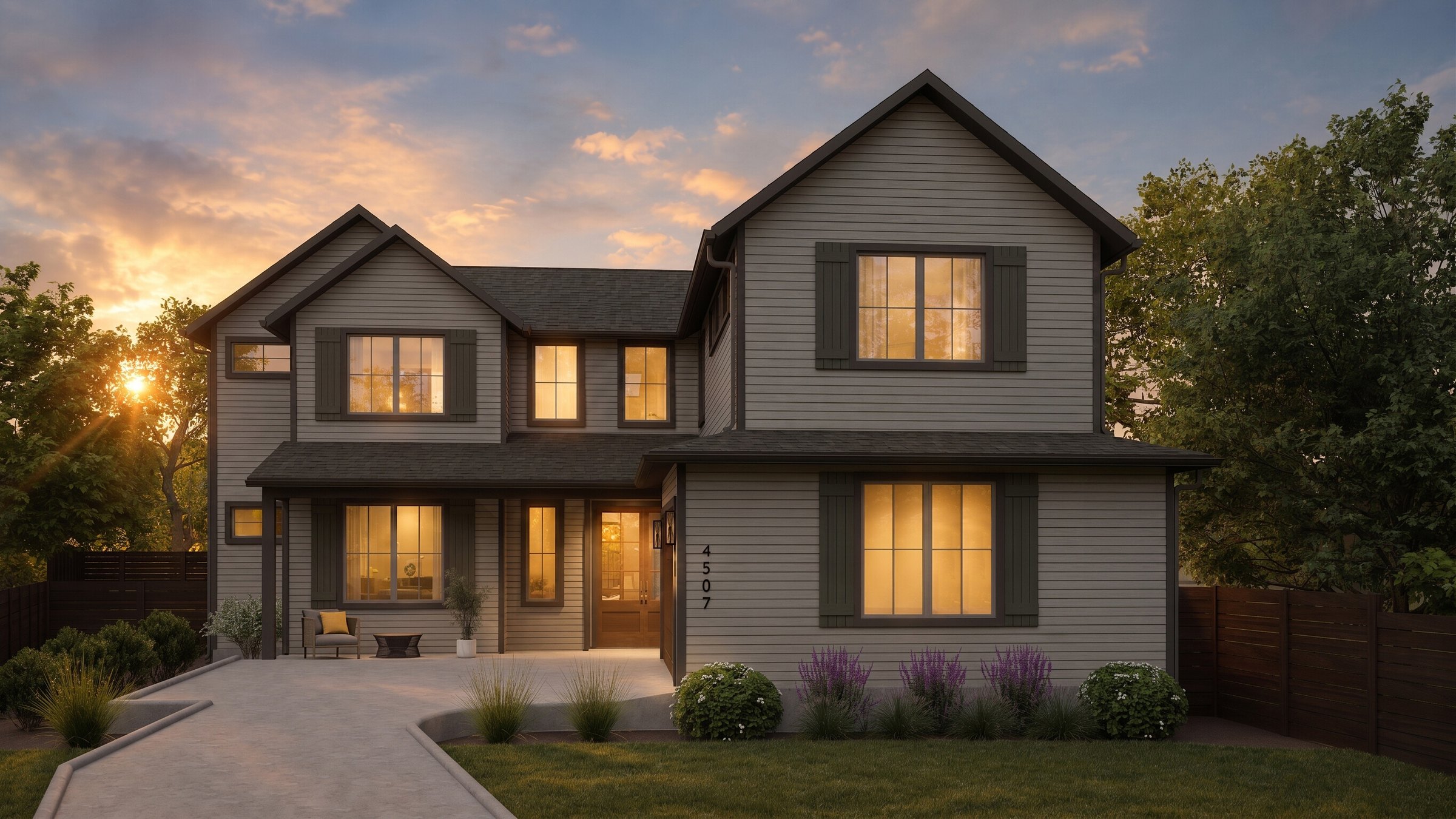 Front Exterior at Dusk Rendering